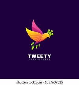 Logo Vector Ilustración Estilo de color gradiente de pájaro.
