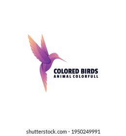 Logo Vector Ilustración Gradiente de pájaro colorido.