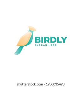 Logo Vector Ilustración Estilo de color gradiente de pájaro.