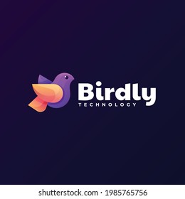 Vector Logo Illustration Bird Gradient Colorful Style.