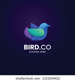 Vector Logo Illustration Bird Gradient Colorful Style.