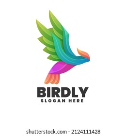 Logo Vector Ilustración Estilo de color gradiente de pájaro.