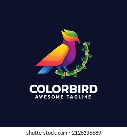 Vector Logo Illustration Bird Gradient Colorful Style.
