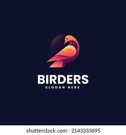 Vector Logo Illustration Bird Gradient Colorful Style.