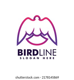 Vector Logo Illustration Bird Gradient Line Art Style.
