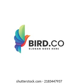 Vector Logo Illustration Bird Gradient Colorful Style.