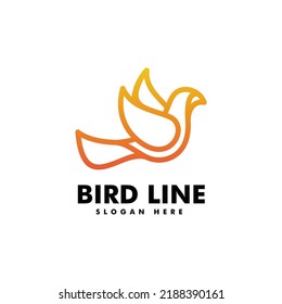 Vector Logo Illustration Bird Gradient Line Art Style.