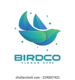 Vector Logo Illustration Bird Gradient Colorful Style.