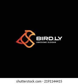 Vector Logo Illustration Bird Gradient Line Art Style.