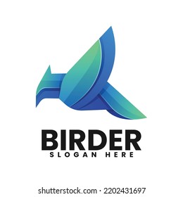 Vector Logo Illustration Bird Gradient Colorful Style