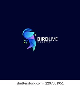 Logo del vector Ilustración Estilo de color gradiente de pájaro