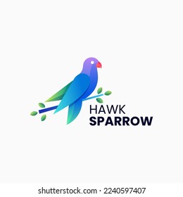 Vector Logo Illustration Bird Gradient Colorful Style.