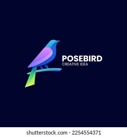 Vector Logo Illustration Bird Gradient Colorful Style