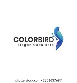 Vector Logo Illustration Bird Gradient Colorful Style