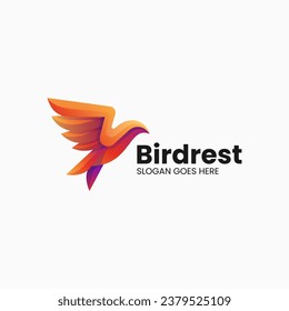 Vector Logo Illustration Bird Gradient Colorful Style