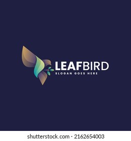 Vector Logo Illustration Bird Leaf Gradient Colorful Style.