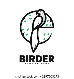 Vector Logo Illustration Bird Line Art Style.