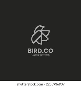 Vector Logo Illustration Bird Line Art Style.