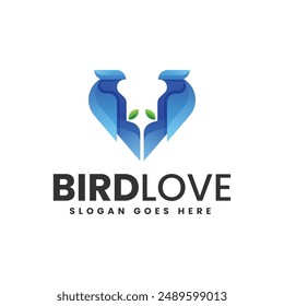Vector Logo Illustration Bird Love Gradient Colorful Style