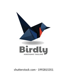 Vector Logo Illustration Bird Low Poly Gradient Style