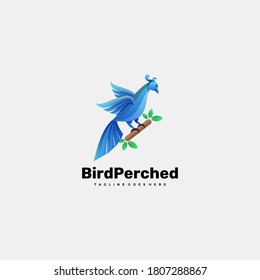 Logotipo vectorial Ilustración Estilo de degradado colorido con bordes de pájaro.