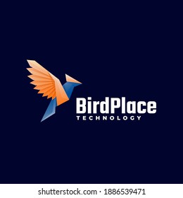 Logotipo vectorial Ilustración Bird Place Gradient Colorful Style.
