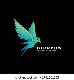 Vector Logo Illustration Bird Pow Gradient Colorful Style.