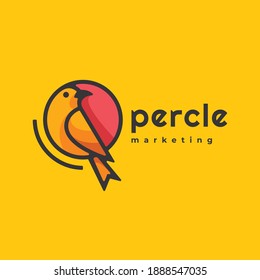 Vector Logo Illustration Bird Simple Mascot Style.