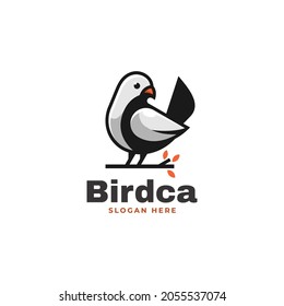Vector Logo Illustration Bird Simple Mascot Style.