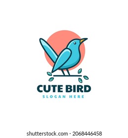 Vector Logo Illustration Bird Simple Mascot Style.