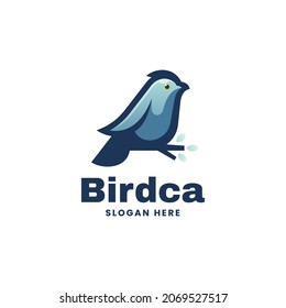 Vector Logo Illustration Bird Simple Mascot Style.