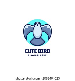 Vector Logo Illustration Bird Simple Mascot Style.