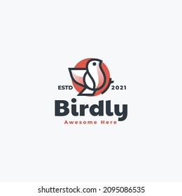 Vector Logo Illustration Bird Simple Mascot Style.