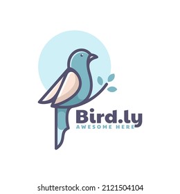 Vector Logo Illustration Bird Simple Mascot Style.