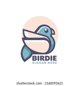 Logo Vector Ilustración Ave Estilo Simple Mascota.