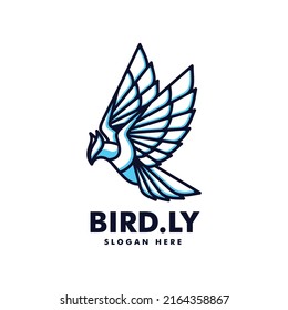 Vector Logo Illustration Bird Simple Mascot Style.