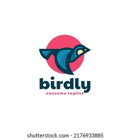 Vector Logo Illustration Bird Simple Mascot Style.