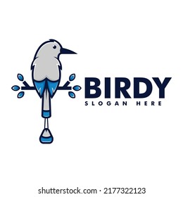 Vector Logo Illustration Bird Simple Mascot Style.