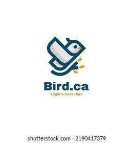 Vector Logo Illustration Bird Simple Mascot Style.