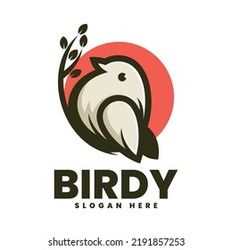 Vector Logo Illustration Bird Simple Mascot Style.
