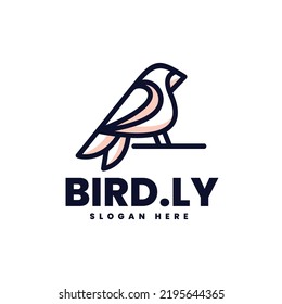 Vector Logo Illustration Bird Simple Mascot Style.