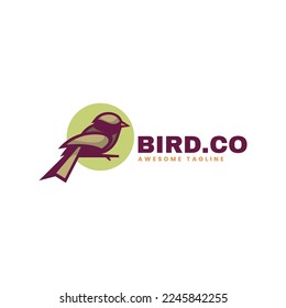 Logo Vector Ilustración Ave Estilo Simple Mascota.