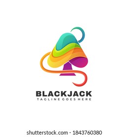 Vector Logo Illustration Black Jack Gradient Colorful Style.