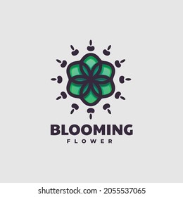 Vector Logo Illustration Bloom Flower Simple Mascot Style.