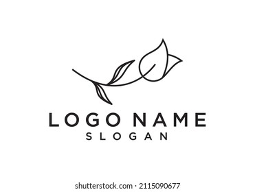 vector logo illustration of blooming flower Minimalist design concept.