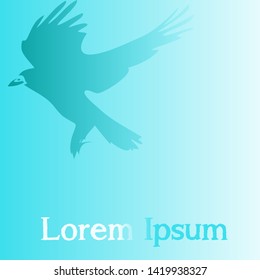 Vector logo illustration, blue background and a bird, lorem ipsum