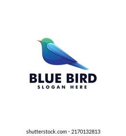 Logotipo vectorial Ilustración Estilo de color degradado de pájaro azul.