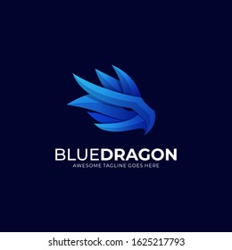 Vector Logo Illustration Blue Dragon Gradient Colorful