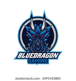 Vector Logo Illustration Blue Dragon E- Sport and Sport Style.