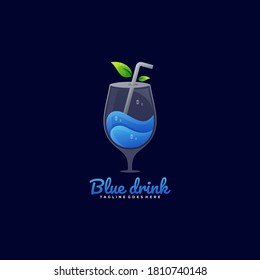 Vector Logo Illustration Blue Drink Gradient Colorful Style.